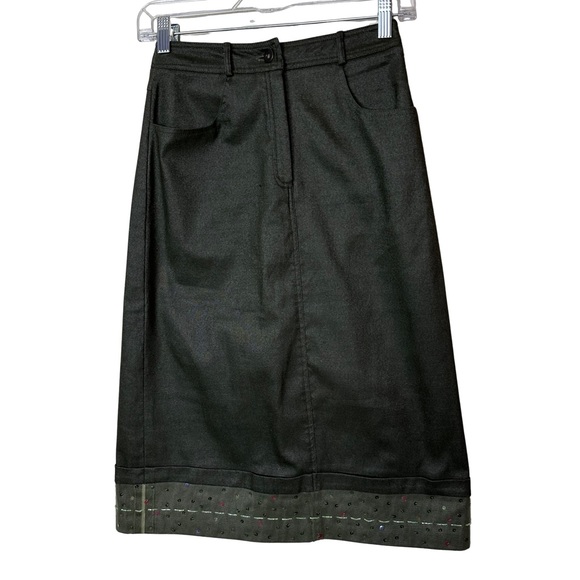 Frou Frou Collection Paris Green Beaded Sequined Modest Midi Stretch Skirt NWT 9 - Picture 1 of 8